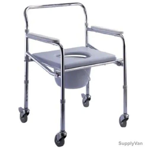 3W Commode Wheel Chair, 3W-697, Steel, Grey
