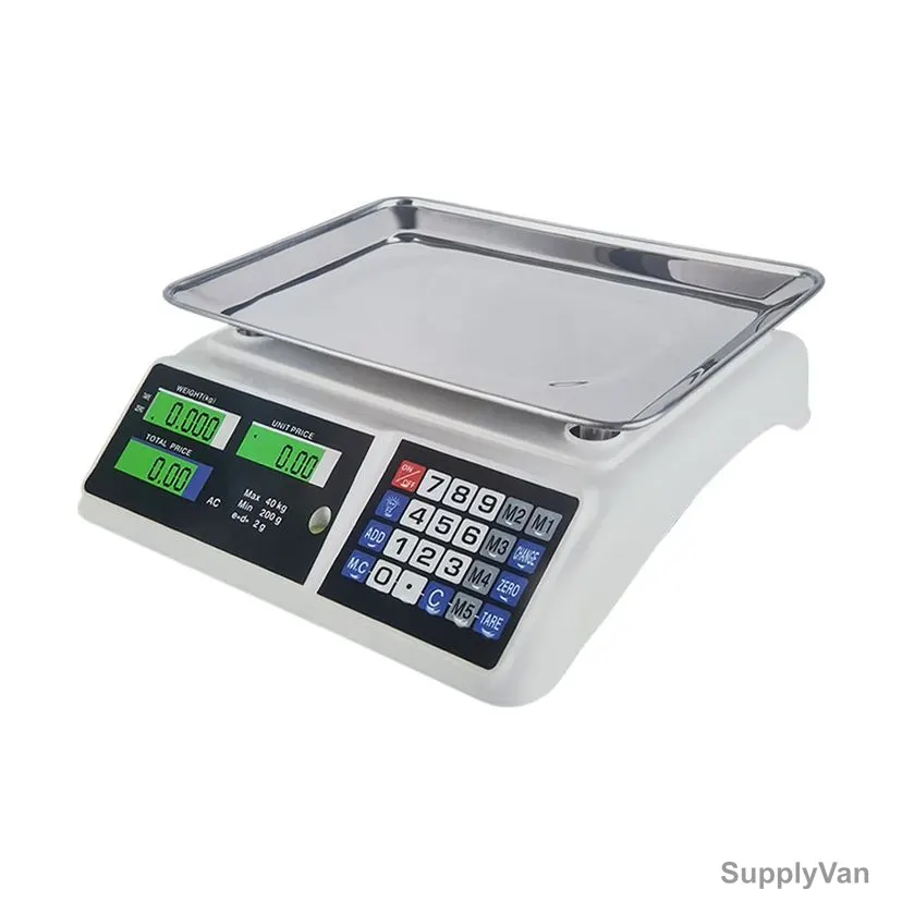 Digital Weighing Scale, 40 Kg, Stainless Steel, Black and Silver