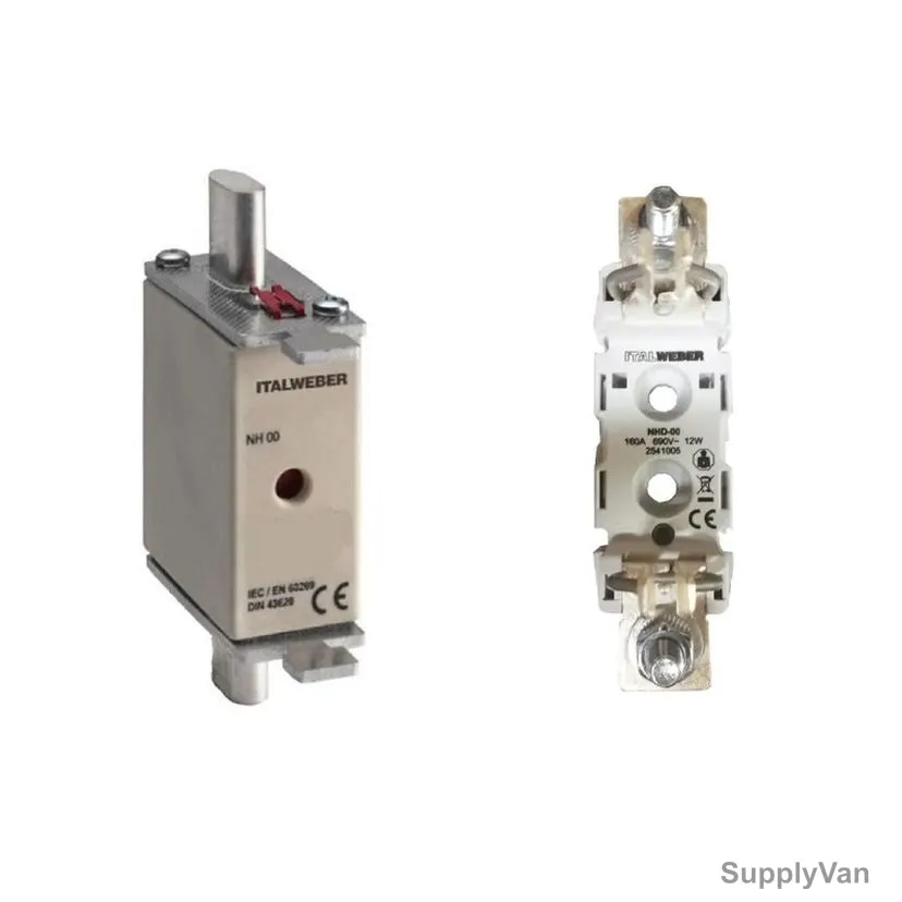 Italweber Fuse Holder With Fuse, NH00, 3 Pole, 500V, 160A