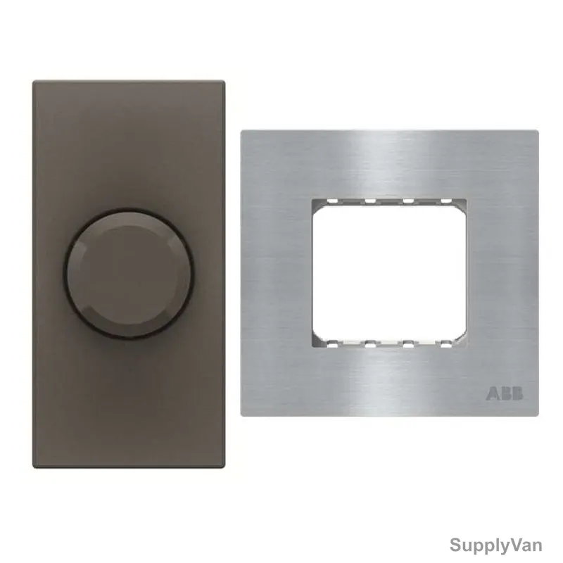 ABB Rotary Dimmer With Half/Double Rocker Frame, AMD60322-AN-plus-AMD5144-ST, Millenium, 1 Module, 1 Gang, 2 Pcs/Set — image 1