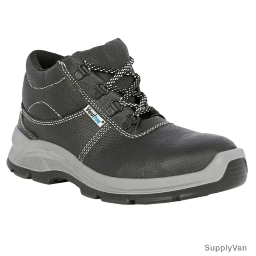 Vaultex Steel Toe High Ankle Safety Shoes, USB, Genuine Leather, SBP SR, Size38, Black