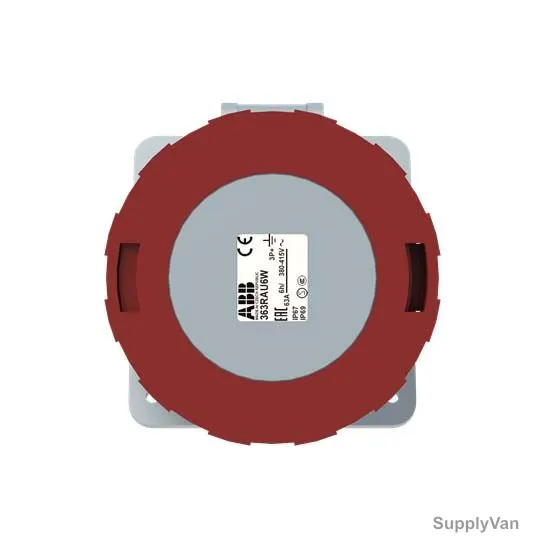 Abb Angle Flange Panel Mounted Socket Outlet, 363RAU6W, 380-415V, IP67, 63A, 3P+E, Red