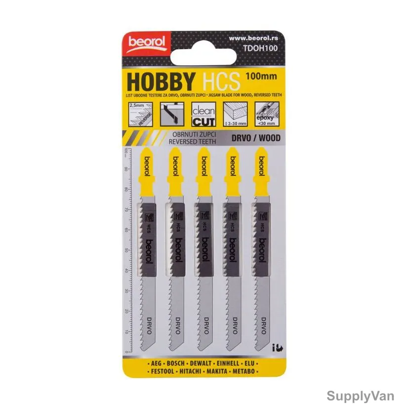 Beorol Jigsaw Blade, TDOH100, Teeth, PK5