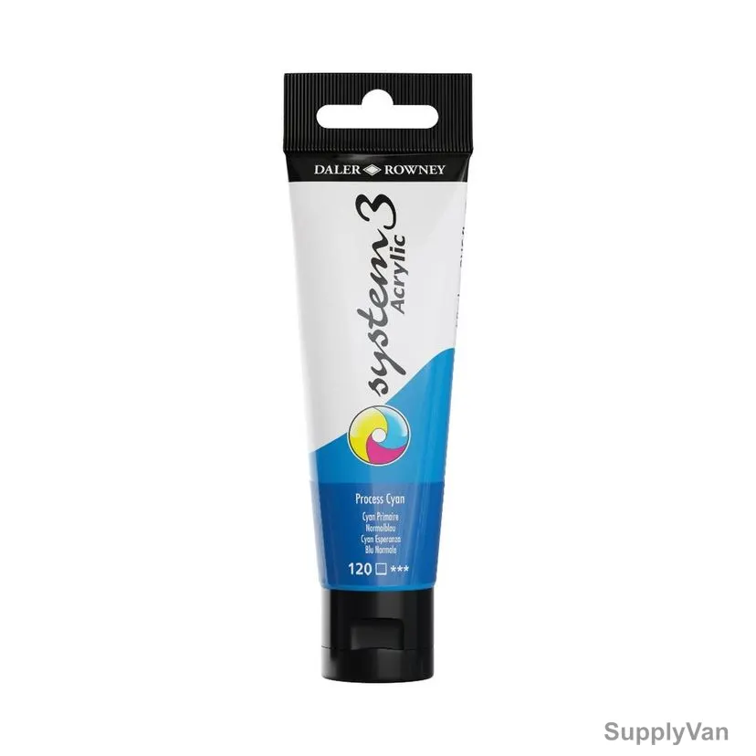Daler Rowney System3 Acrylic Paint, 129059120, 59ml, 120 Process Cyan — image 1