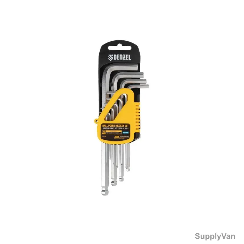 Denzel Ball Point Hex Key Set, 7712305, Metric, 10 Pcs/Set