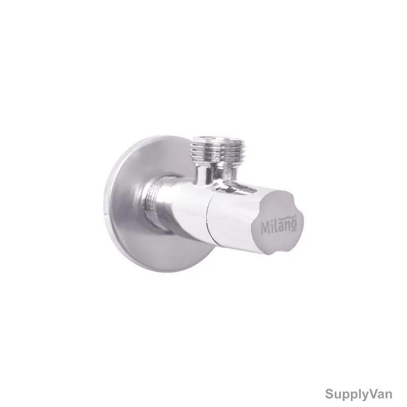 Milano Wall Mounted, Angle Valve, Crown, Brass, 1/2 x 1/2 Inch, Chrome Finish