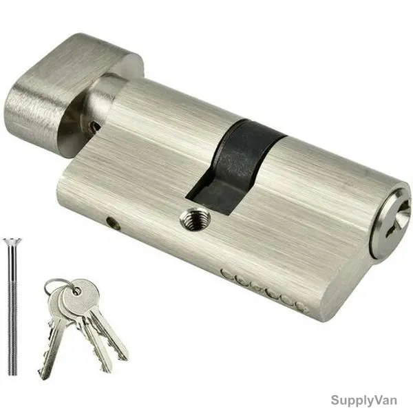 Cylinder Door Lock, Steel, 3 Key, 70MM, Silver — image 1