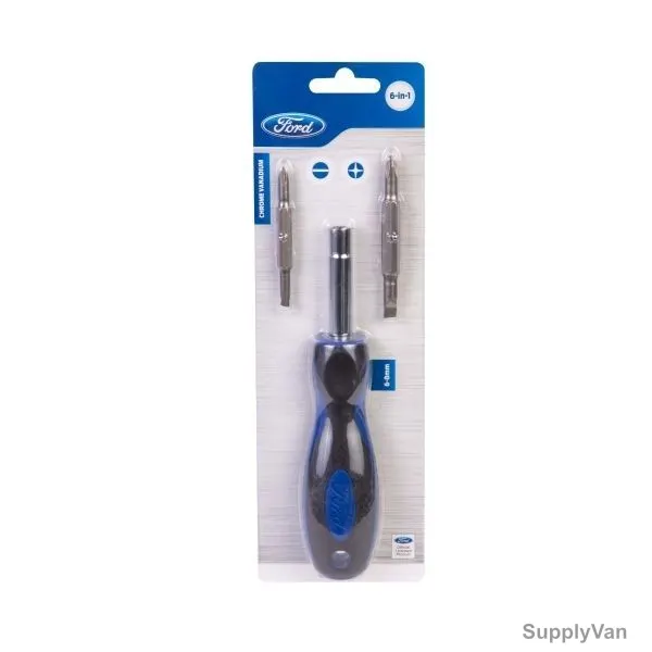 Ford 6-IN-1 Screwdriver Set, FHT0195, Black and Silver