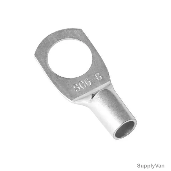 Cable Lug, Copper, 6 SQ.MM x 8MM Stud Size, Tin Plated, 100 Pcs/Pack