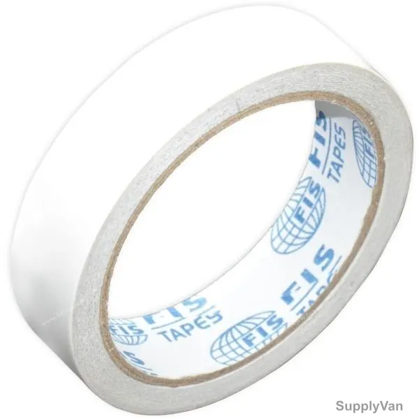 FIS Double Sided Tape, FSTA1X15DS, 1 inch x 15 Yard, White