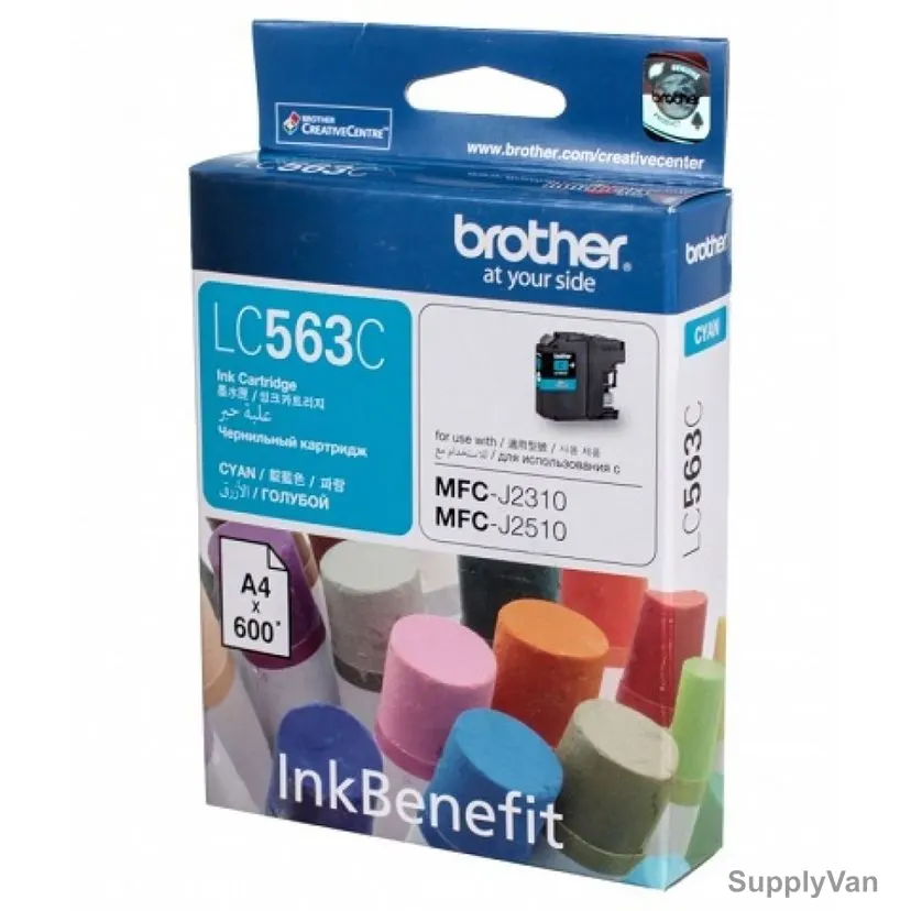 Brother Ink Cartridge, LC563C, 600 Pages, Cyan — image 1