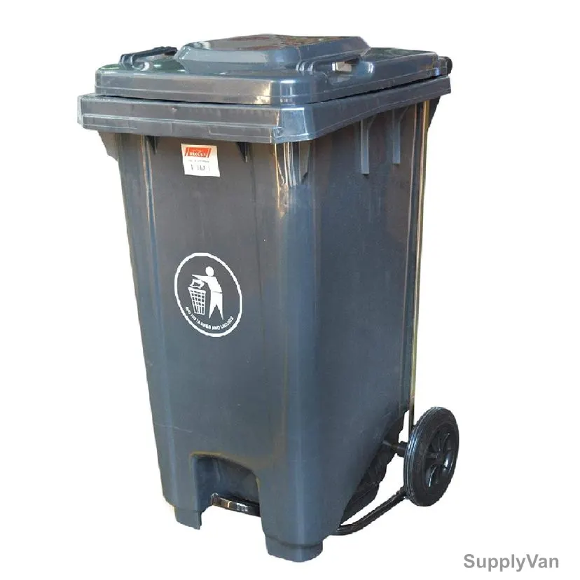 Brooks Waste Bin With Pedal, BKS-PDL-089, HDPE, 120 Ltrs, Grey