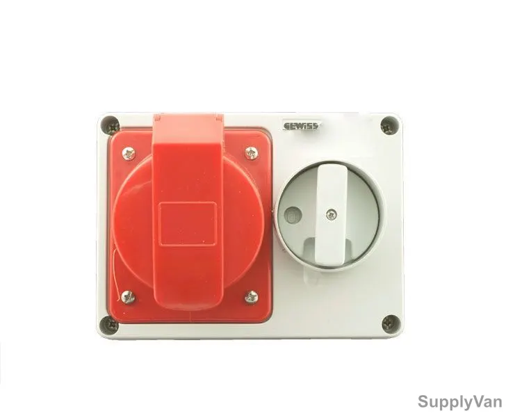Gewiss Horizontal Socket Outlet, GW66009, IP44, 16A, 3P+N+E, White-Red
