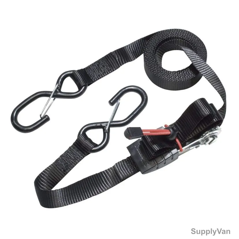 Master Lock Ratchet Tie Down With S Hook, ML3056EURDAT, 4.25 Mtrs x 25MM, 400 Kg, Black