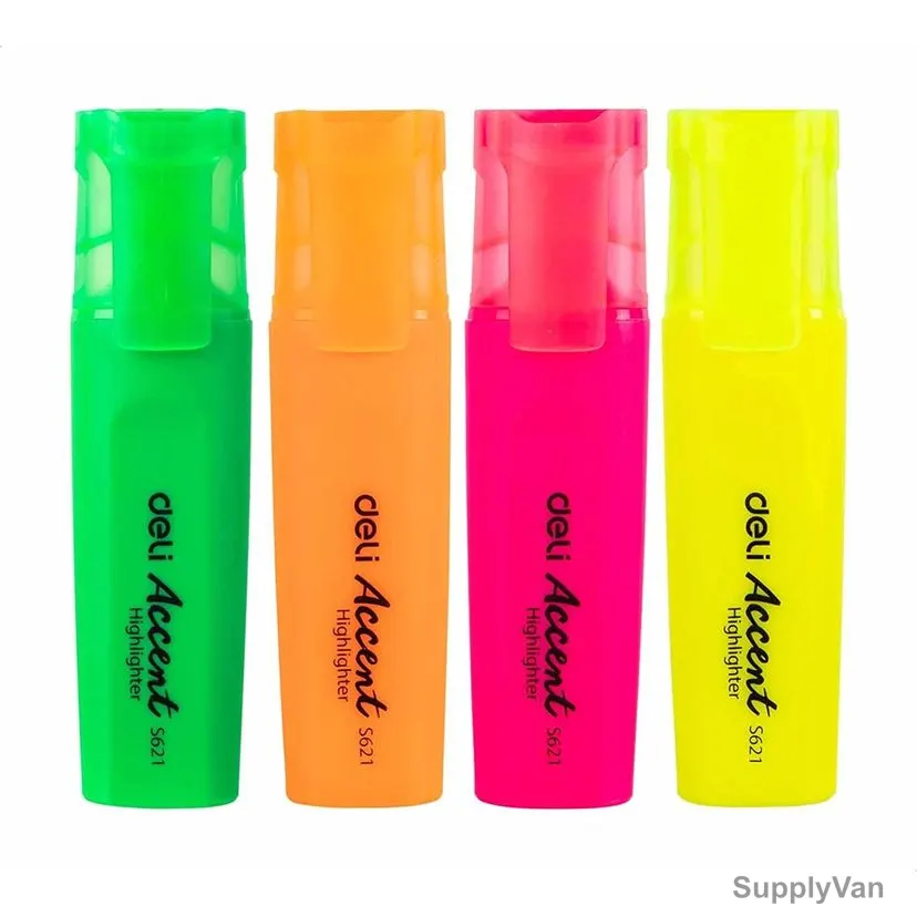 Deli Accent Highlighter, ES622, 1.0-5.0MM Tip Size, Assorted Colors, 4 Pcs/Set