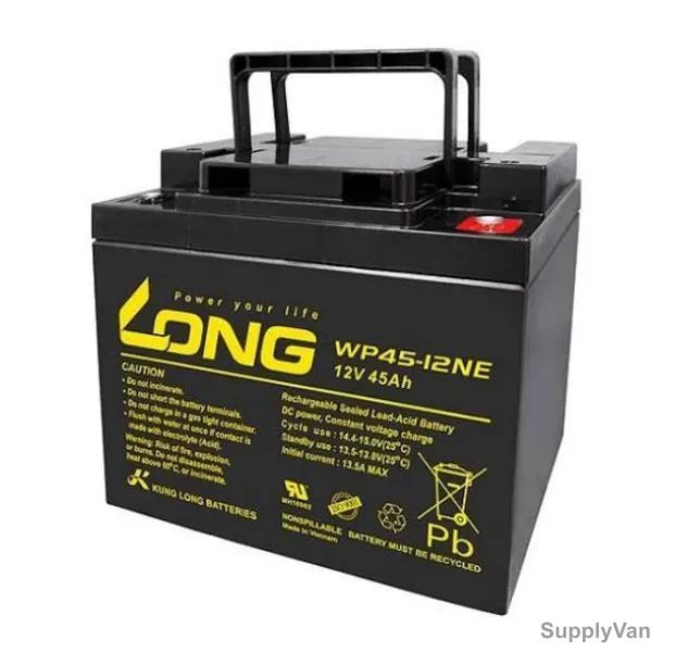 Long Rechargeable Sealed Lead Acid Battery, WP45-12NE, 12V, 45Ah
