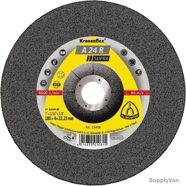 Klingspor Grinding Disc, A24R, Kronenflex, Supra, 115 x 6MM, 25 Pcs/Pack