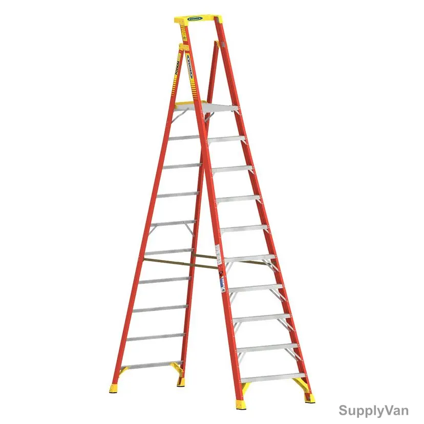 Werner Podium Step Ladder, PD6210, Fiberglass, 10 Feet Platform Height, 136 Kg Weight Capacity