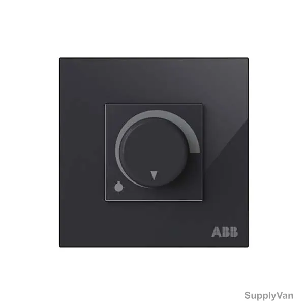 ABB Basic Rotary Dimmer With Frame, AM41344-BG, 1 Gang, 400W, Black Glass — image 1