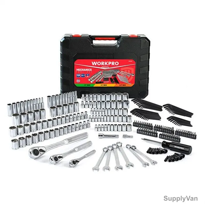 Workpro Mechanics Tools Kit, WP202537, Chrome Vanadium Steel, 230 Pcs/Set — image 1