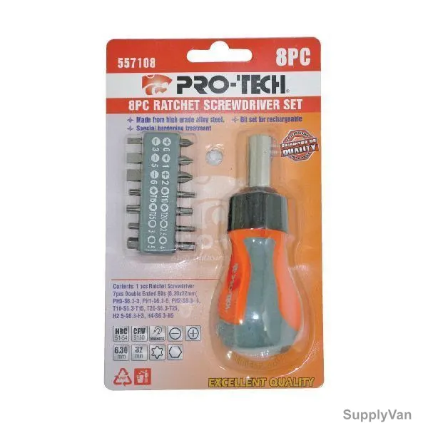 Pro-Tech Ratchet Screwdriver Set, 557108, 8PCS