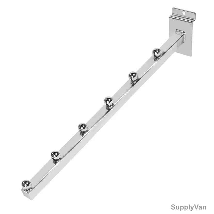Robustline Heavy Duty 6 Ball Slatwall Hook, Chrome Plated Iron
