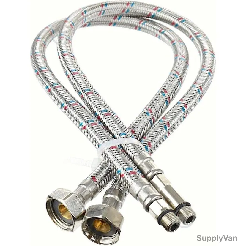 Robustline Flexible Tap Connector, 146576, 1/4 Inch Male x 1/2 Inch Female, 60CM Length, 2 Pcs/Pack — image 1