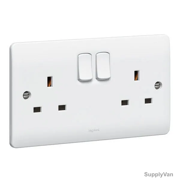 Legrand Synergy Double Switch Socket, 730076, 250V, 13A, White
