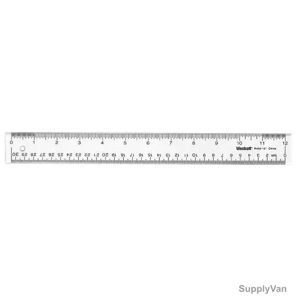 Westcott Ruler, R405-12, Plastic, 12 Inch, Clear