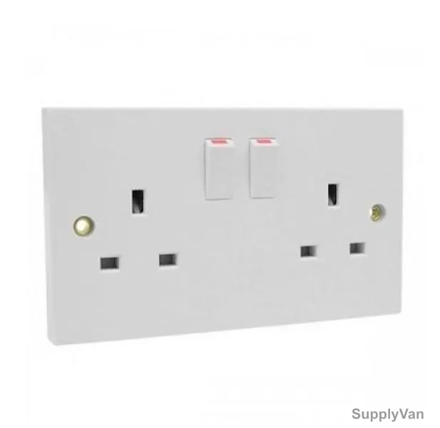 Snowlite Single Pole Switched Socket, SN406, 2 Gang, 13A, 220-250V
