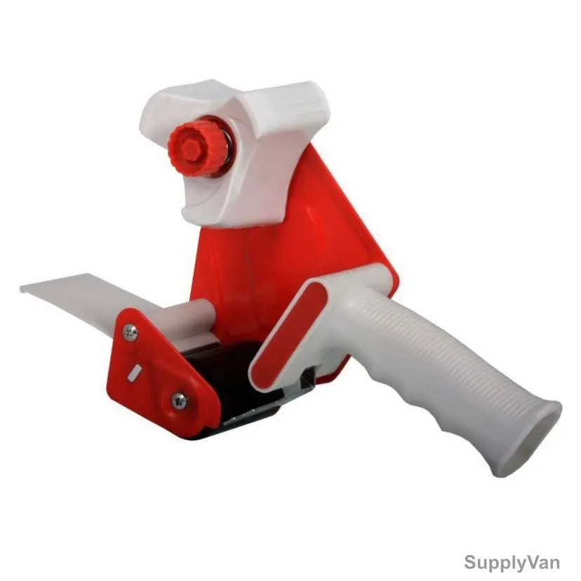 Hand Operated Tape Dispenser, Plastic/Metal, 3 Inch, Red/Grey