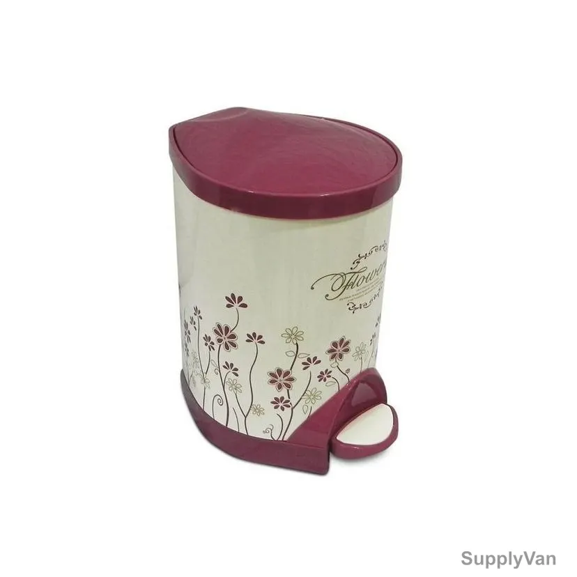 Akc Pedal Trash Bin, GC68, Plastic, 8 Ltrs, White/Maroon