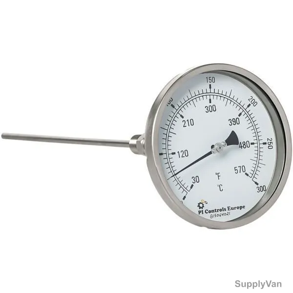 PI Control Temperature Gauge, TG-8-150D-300R-300L, 100x300MM, 1/2 Inch, MNPT