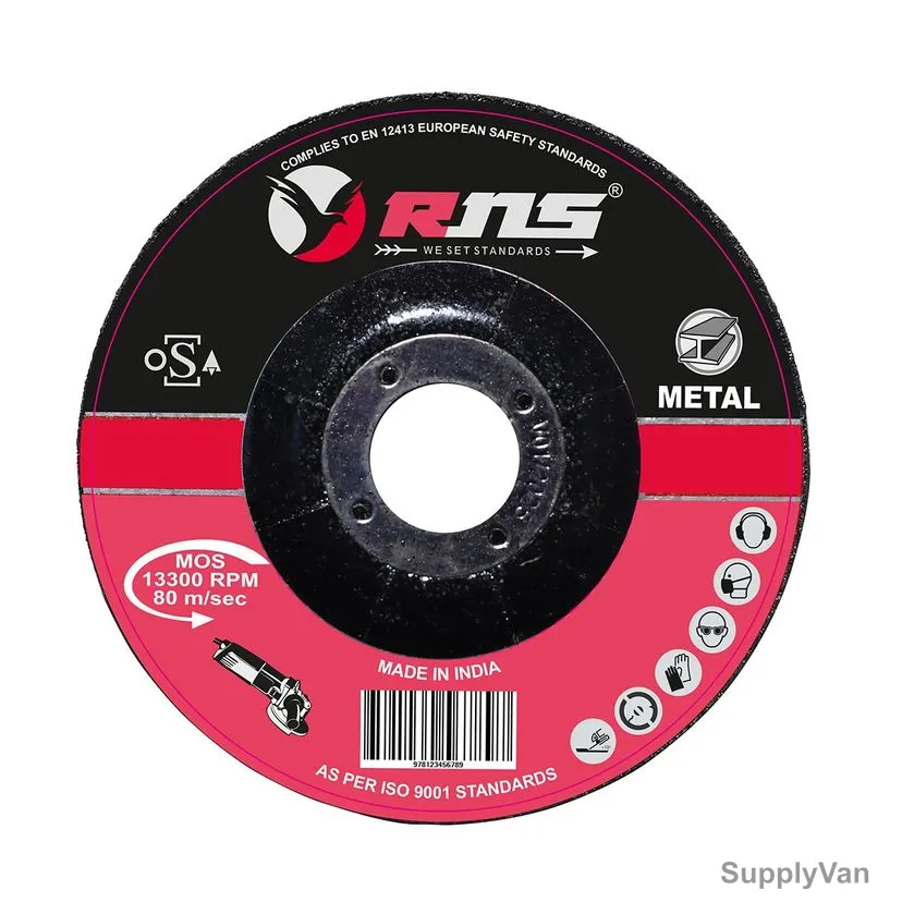 Rns Premium Metal Grinding Disc, 6MM Thk, 22.23MM Bore Dia x 115MM Disc Dia, 10 Pcs/Pack — image 1