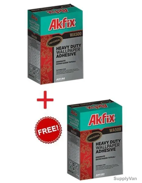 Akfix Wallpaper Adhesive Bundle of 1+1Free, WA500, Colourless