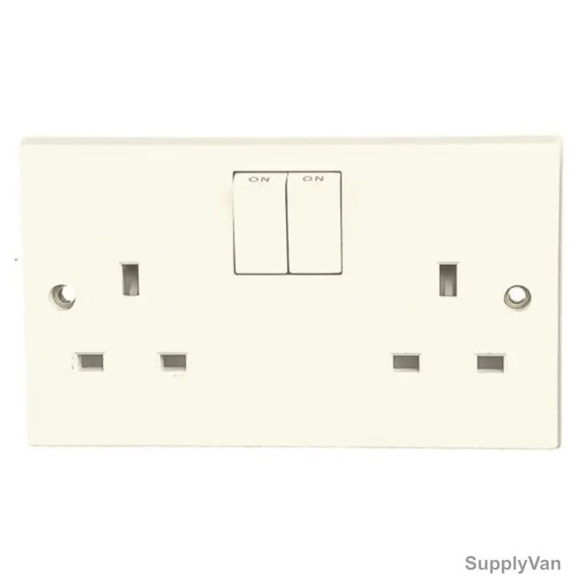 Volex Double Pole Switched Socket, VX1500-D, 13A, 2 Gang, Plastic, White — image 1