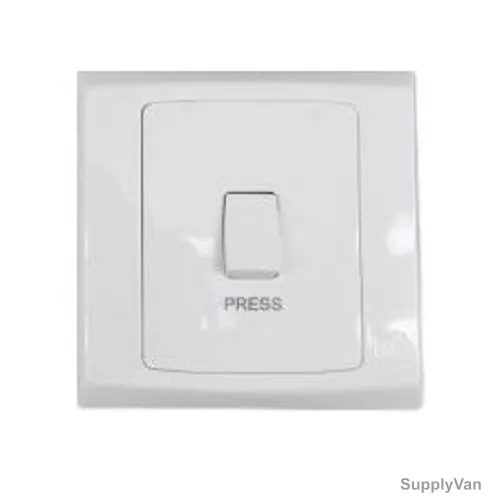 Mk Single Pole Electrical Switch With Press Mark, S8878PWHI, Slim Line Plus, Polycarbonate, 1 Gang, 10A, White