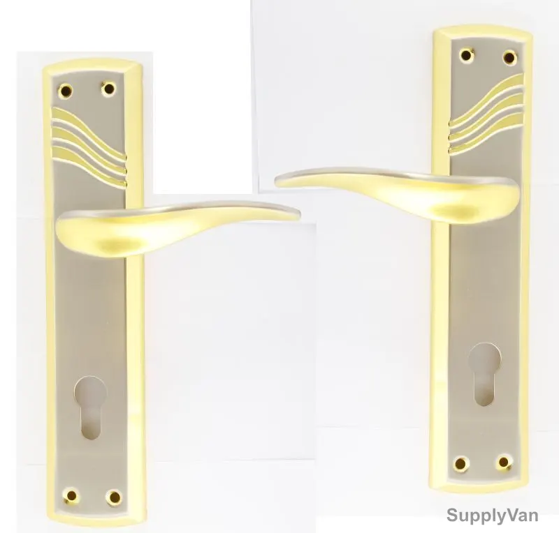 Robustline Lever Handle with lock, SAF-21, Brass Material, Gold Colour
