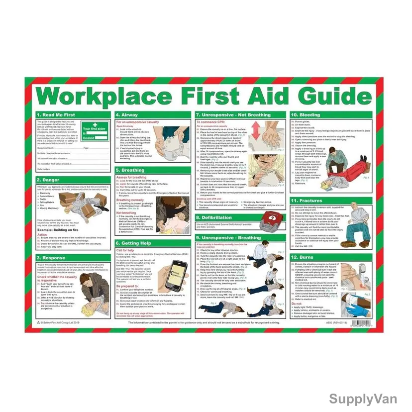 Laminated Workplace First Aid Guide Poster, Paper/Plastic, 42CM Width x 59CM Length — image 1