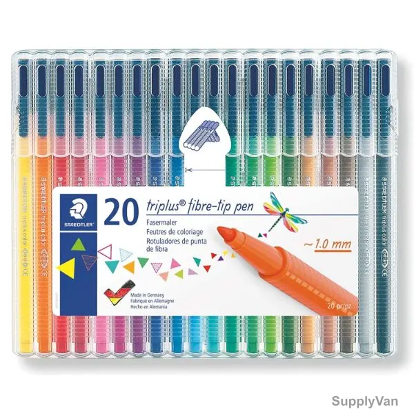 Staedtler Fiber Tip Pen Set, ST-323-SB20, Triplus, 1.0MM Tip, Assorted Colors, 20 Pcs/Set