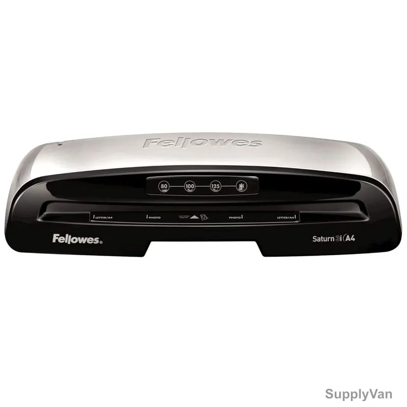 Fellowes Light Duty A4 Laminator, Saturn 3i, 80-125 Micron, Silver/Black — image 1