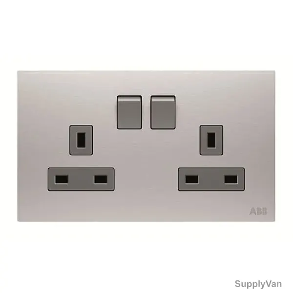 ABB Switch Socket, AM239147-ST, Millenium, 2 Gang, 13A