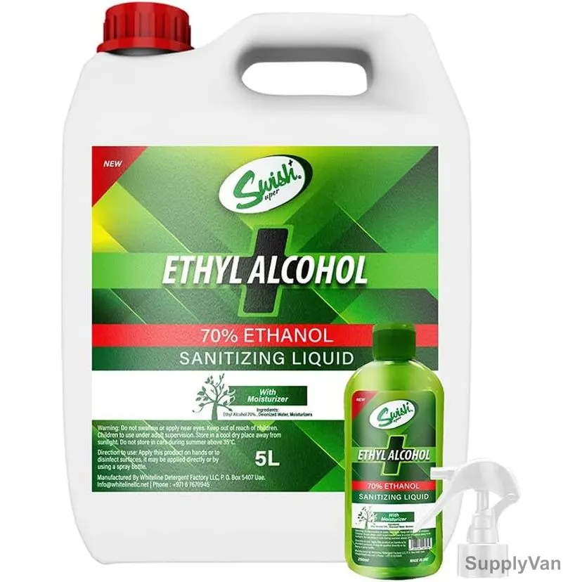 Swish Super 70% Ethyl Alcohol Sanitizing Liquid With 250ML Spray, Cherry, 5 Ltrs, 4 Pcs/Carton — image 1