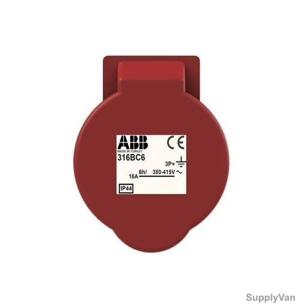 ABB Pin and Sleeve Connector, 316BC6, 4 Pole, 16A, Red — image 1