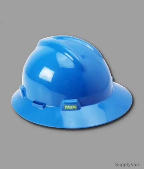 MSA Safety Helmet, Full Brim, VGuard, Polypropylene, Blue
