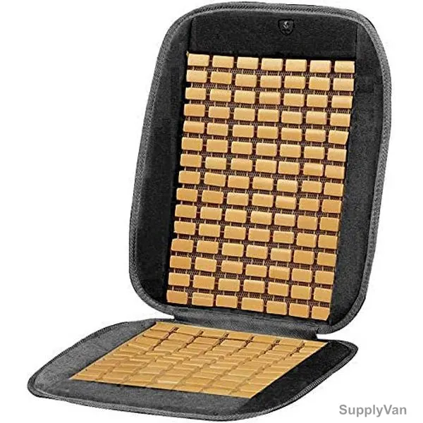 Flak Type D Wood Beaded Car Seat Cushion, Cream/Black — image 1
