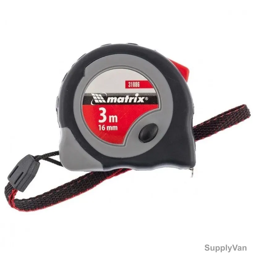 Mtx Continuous Fixation Measuring Tape With Rubber Coated Body, 310869, Steel, 3 Mtrs x 16MM