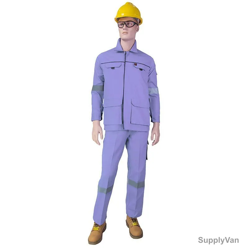 Empiral Safety Pant and Shirt, Comfort PS, 100% Cotton, M, Petrol Blue