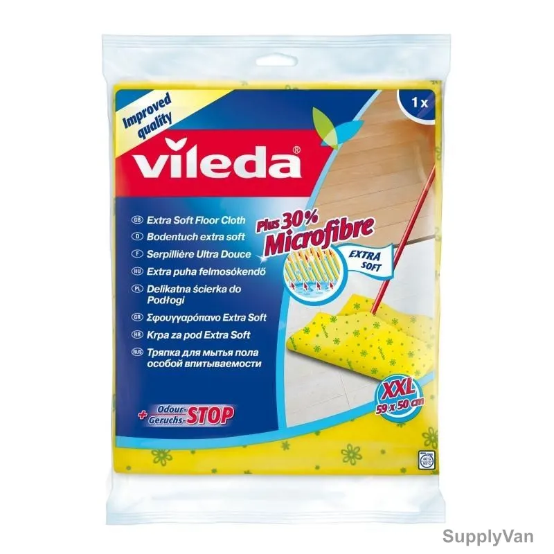 Vileda Extra Soft Non-Woven Floor Cloth, VLFC120522, Microfiber, Yellow