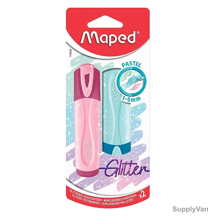 Maped Pastel Glitter Highlighter, MD-742028, Blue/Pink, 2 Pcs/Set